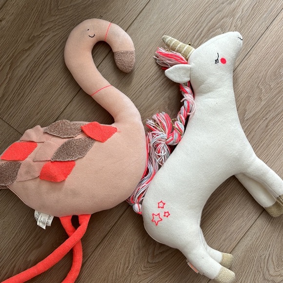 Meri Meri Flamingo + Unicorn Organic Cotton Stuffed Animals - Picture 5 of 10